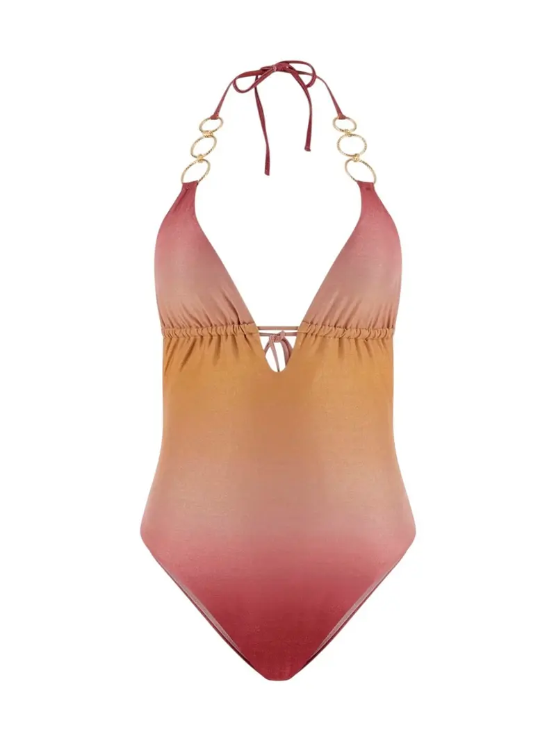 GUESS BEACHWEAR Costume da bagno Donna IRIS HALTER ONE PIECE SWIMSUIT E6GJ13 KF600 PMJP PINK SHADE AOP