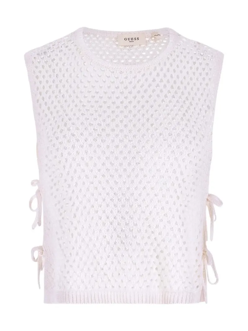 GUESS BEACHWEAR Top Donna LUNA TOP SWTR E6GR01 Z5632 G1CR PALE PEARL
