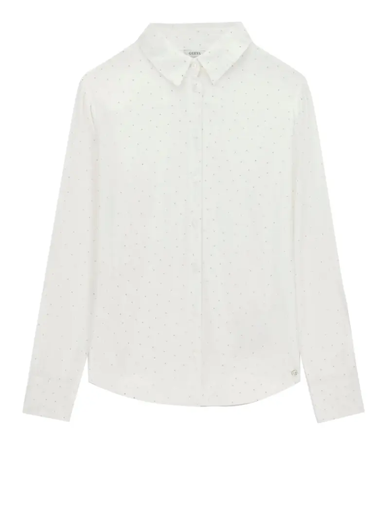 Guess Camicia Borchiata Lucia Relaxed Hotfix Bianco