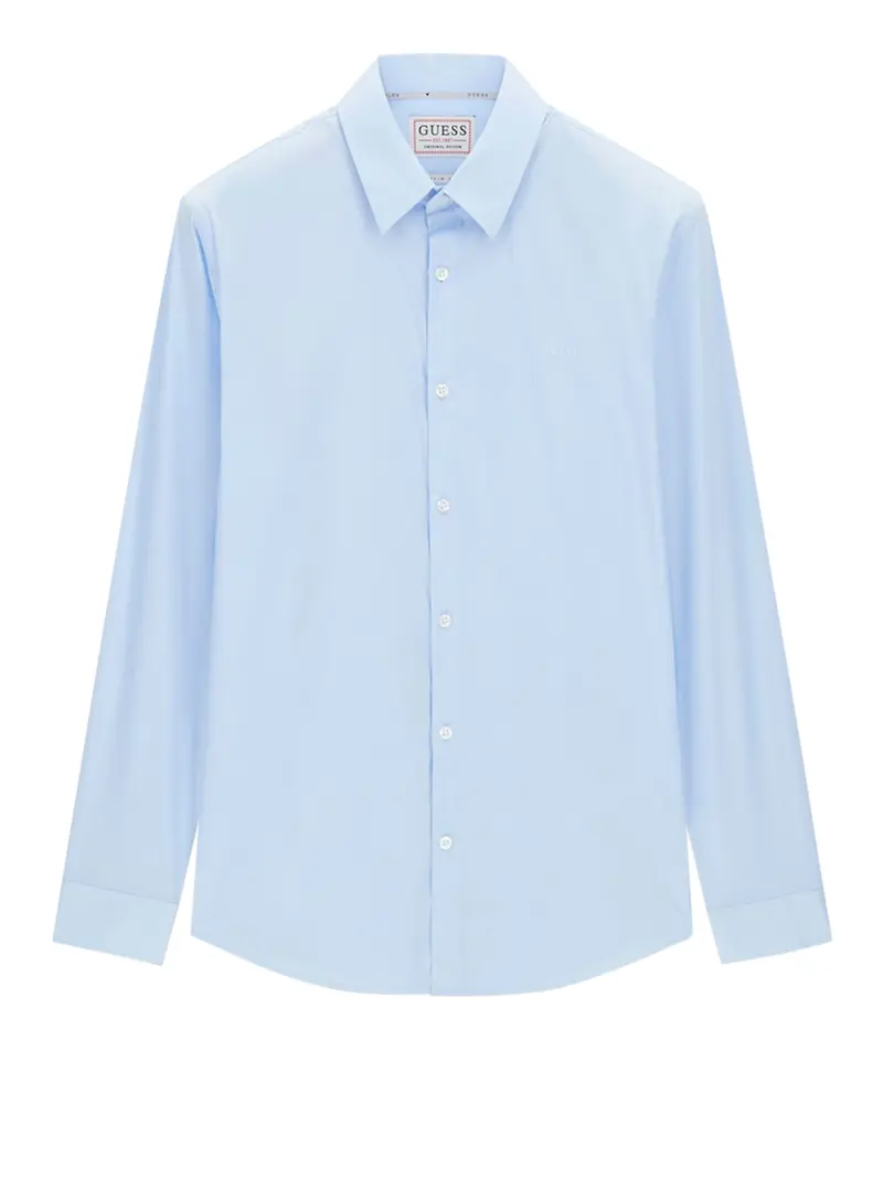 Guess Camicia In Tinta Unita Slim Fit - Azzurro