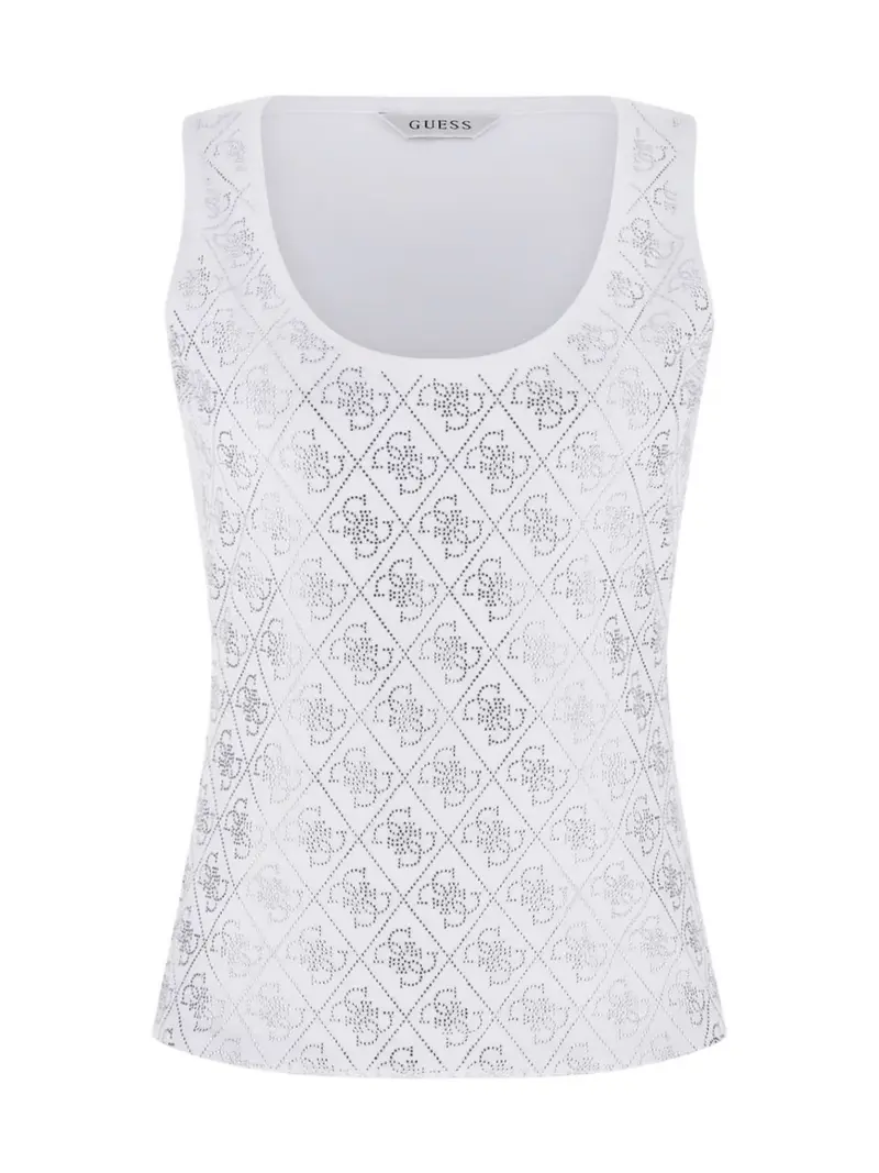 GUESS Canotta Donna SL 4G ALLOVER TANK TOP W6GP10 K2932 G011 PURE WHITE