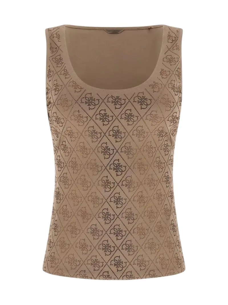 GUESS Canotta Donna SL 4G ALLOVER TANK TOP W6GP10 K2932 G1EC WALNUT SHELL