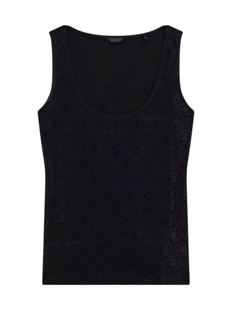 GUESS Canotta Donna SL 4G ALLOVER TANK TOP W6GP10 K2932 JBLK Jet Black A996