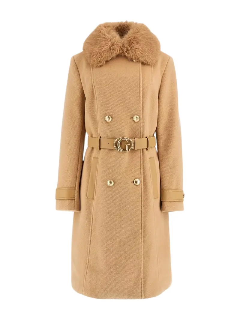 GUESS Cappotto Donna AMELIA DOUBLE BREAST BELT COAT W4BL46 WGKI2 G1FE Beige