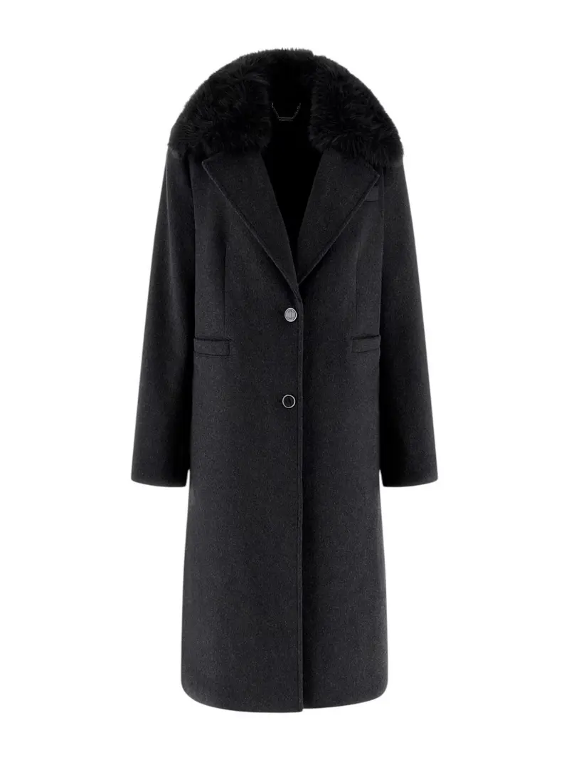 GUESS Cappotto Donna KAROLE FUR COLLAR COAT W5BL19 W2642 H901 DARK HEATHER GREY