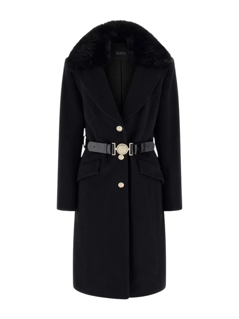 GUESS Cappotto Donna NEW PATRICE BELTED COAT W5BL25 W2672 JBLK Jet Black A996