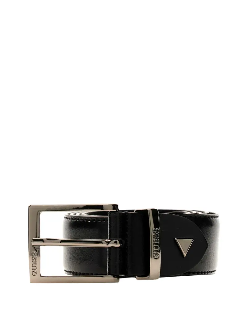 Guess Cintura In Vera Pelle Logo - Nero