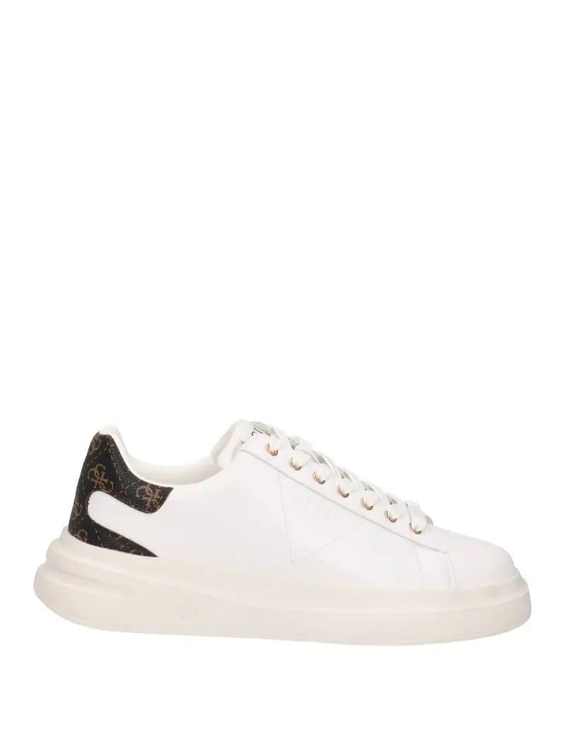 Guess Elba Sneakers Uomo White Brown Ocra - Bianco
