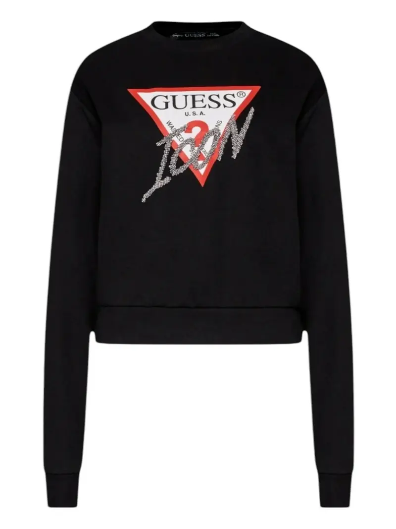 GUESS Felpa Donna CN LOVE TRIANGLE SWEATSHIRT W5RQ04 KB683 JBLK Nero