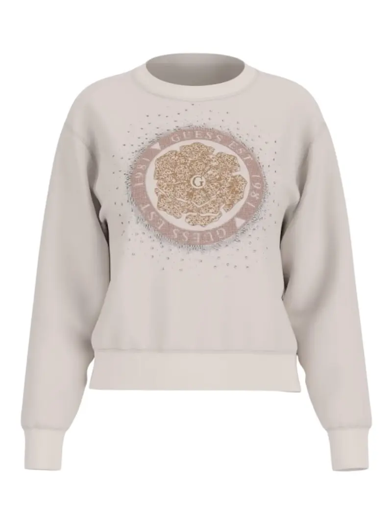 GUESS Felpa Donna CN PEONY LOGO FLEECE W5RQ05 K7EX1 G012 Bianco
