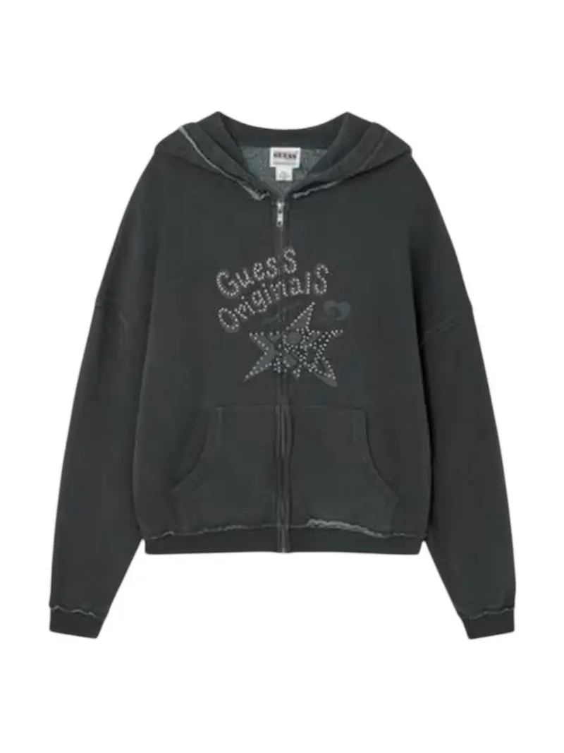 GUESS Felpa Donna GO OS STAR RHINESTONE HOODIE W5BQ28 K4110 JTMU JET BLACK MULTI