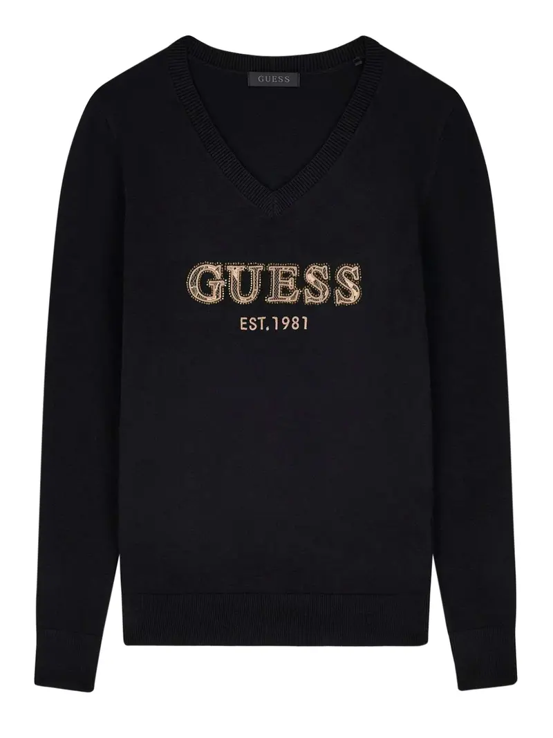 Guess Felpa Ls Vn Hannah Logo Swtr - Nero