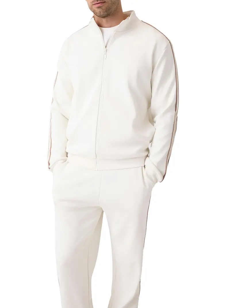 Guess Felpa Vicktor Con Bande Laterali - Bianco