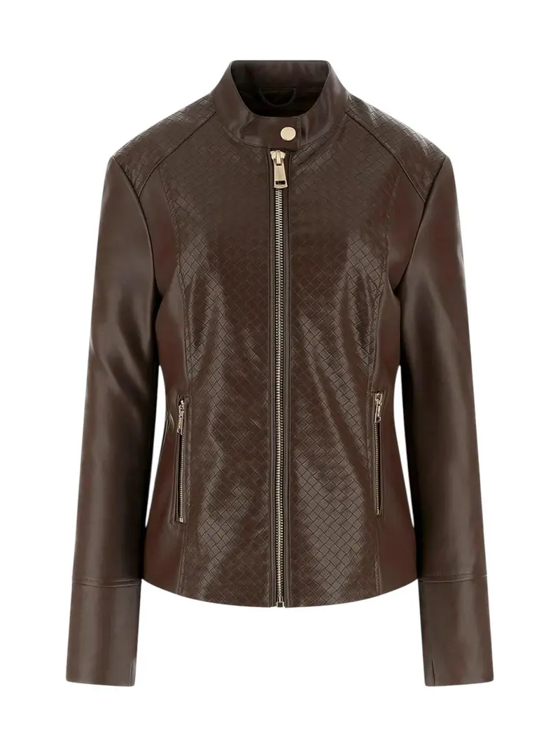 GUESS Giubbino Donna CLAUDINE BIKER W6RL52 WL850 G1EA DARK COFFEE