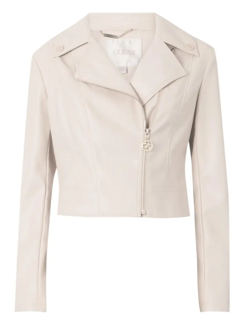 GUESS Giubbino Donna CLEMENCE PU LEATHER JACKET W5RL22 WE480 F1O8 Bianco
