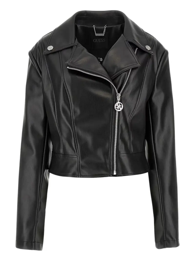 GUESS Giubbino Donna CLEMENCE PU LEATHER JACKET W5RL22 WE480 JBLK Nero
