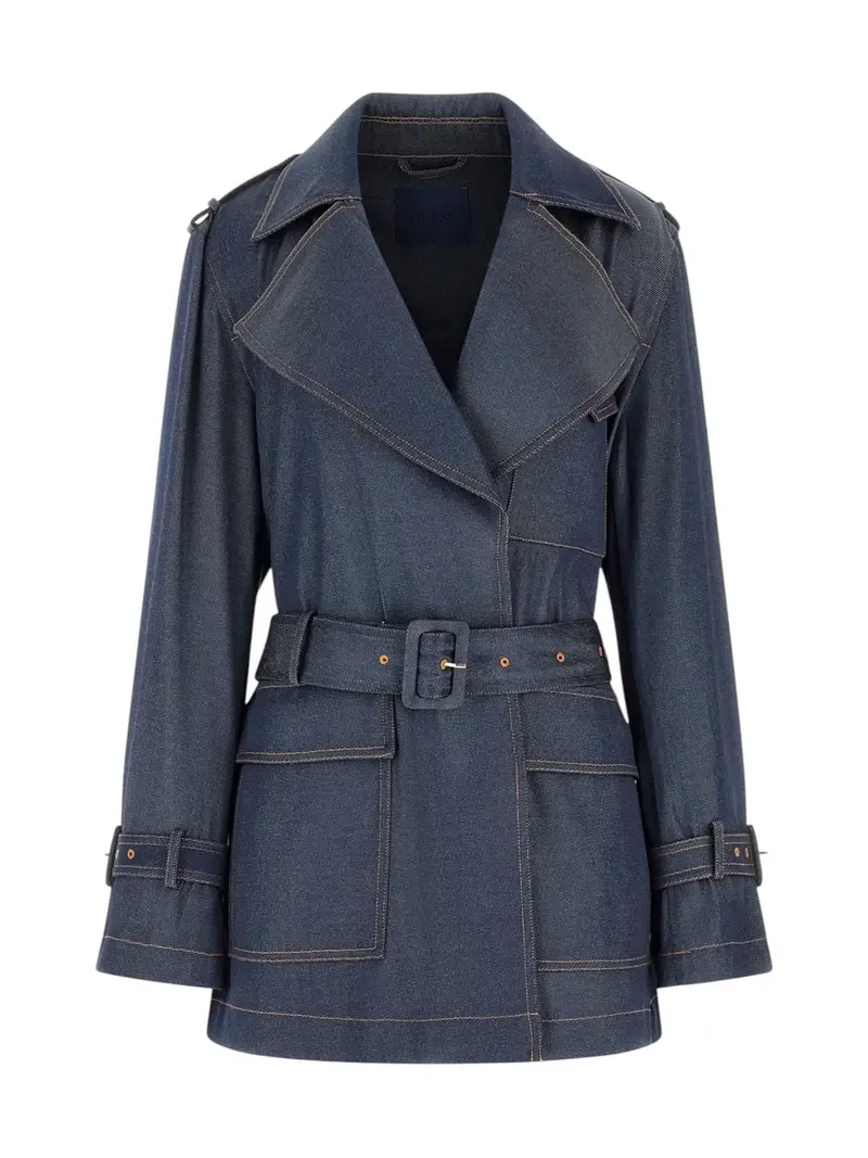 GUESS Giubbino Donna REGINE SHORT FLUID TRENCH W6RL50 WL842 FB6C INDIGO BLUE