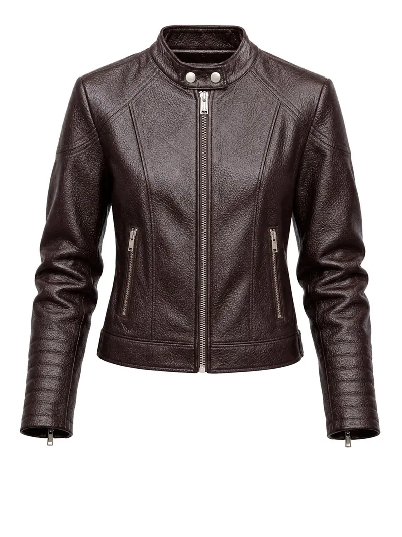 Guess Giubbino In Pelle Marlene Caribou Moto - Marrone