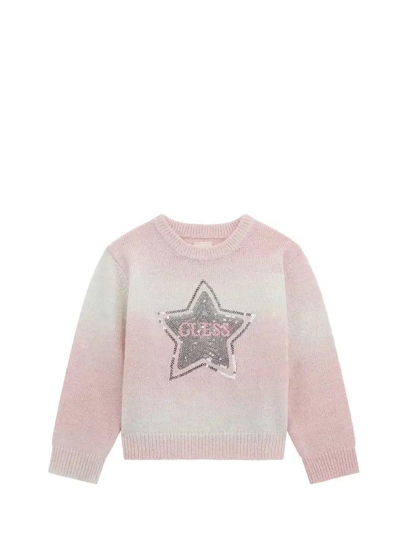 Guess Ls Sweater Felpa Bambina Rosa/bianco - Multicolore