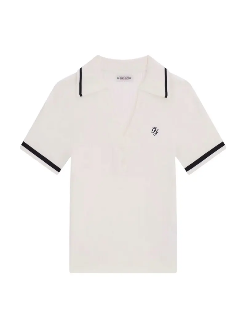 GUESS Maglia Donna GJ SS RIB POLO EMB SWTR W6GRZ1 Z3P32 G293 WARM WHITE