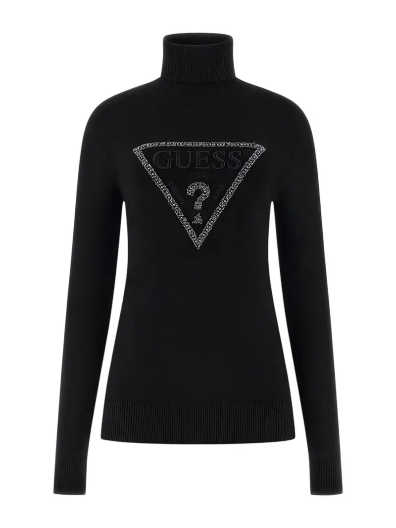 GUESS Maglione dolcevita Donna LS TN MELANIE TRIANGLE LOGO SW W5BR39 Z2NQ2 JBLK Jet Black A996