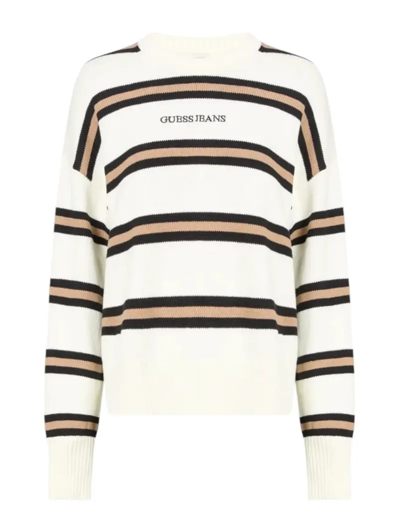 GUESS Maglione Donna GJ LS CN STRIPED SWTR W4BR09 Z3HM1 S12P Bianco