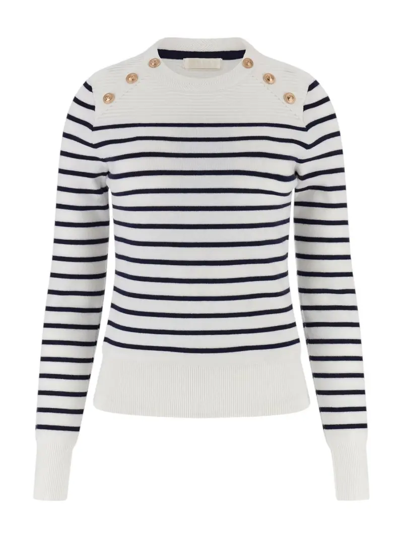 GUESS Maglione Donna LS CN HELEN SWTR W5BR36 Z0422 S00J CREAM AND BLUE STRIP