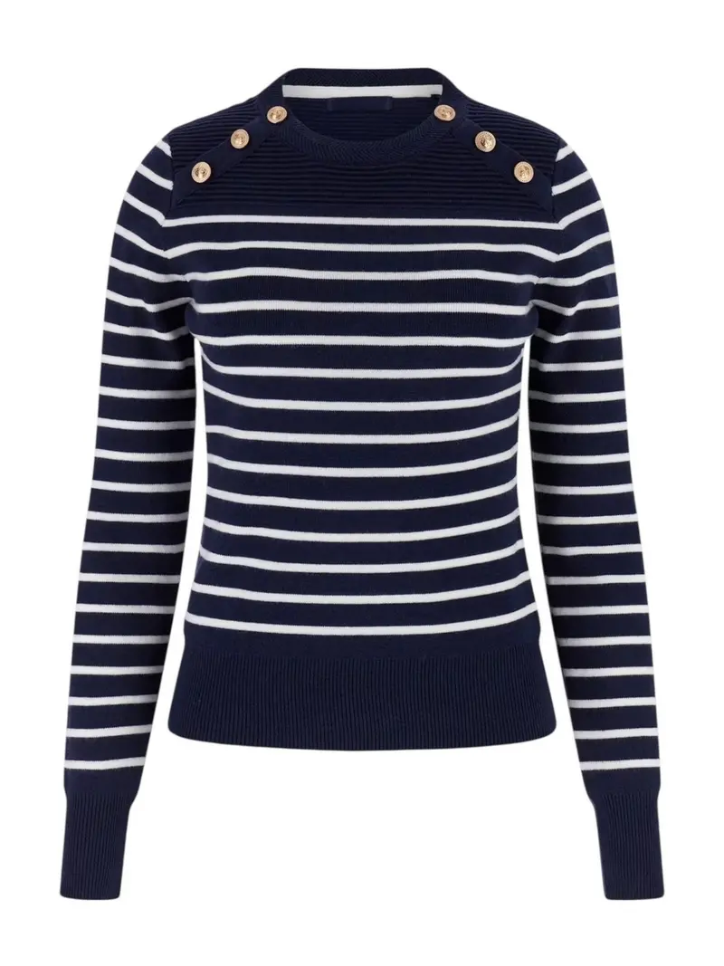 GUESS Maglione Donna LS CN HELEN SWTR W5BR36 Z0422 S7Z6 BLUE AND CREAM STRIP