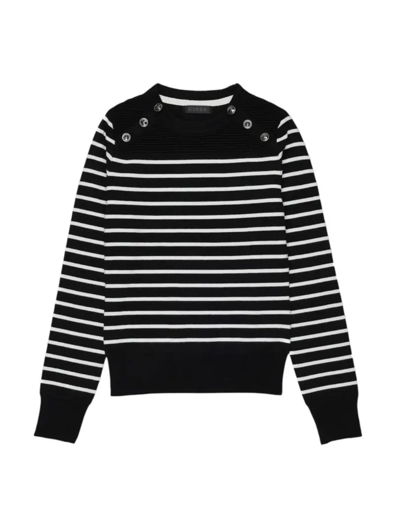 GUESS Maglione Donna LS CN HELEN SWTR W5BR36 Z0422 S9HU BLACK AND CREAM STRI