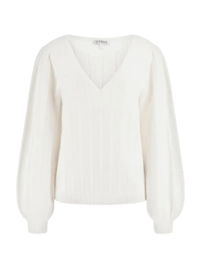 GUESS Maglione Donna LS VN MADELINE TEXTURE SWTR W4BR0N Z3LG0 G1O6 Bianco