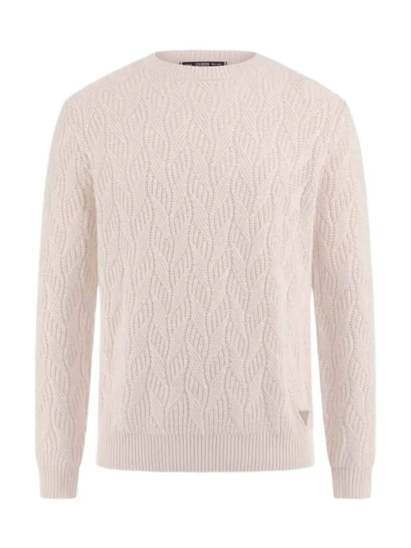 GUESS Maglione Uomo Delroy Cn Ls Stitche M4YR13 Z3FC2 G047 Bianco