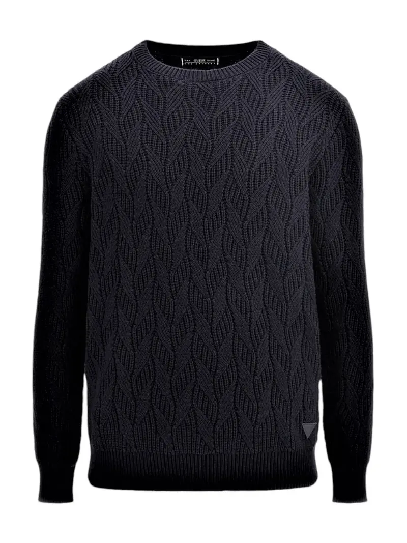 GUESS Maglione Uomo Delroy Cn Ls Stitche M4YR13 Z3FC2 JBLK Nero
