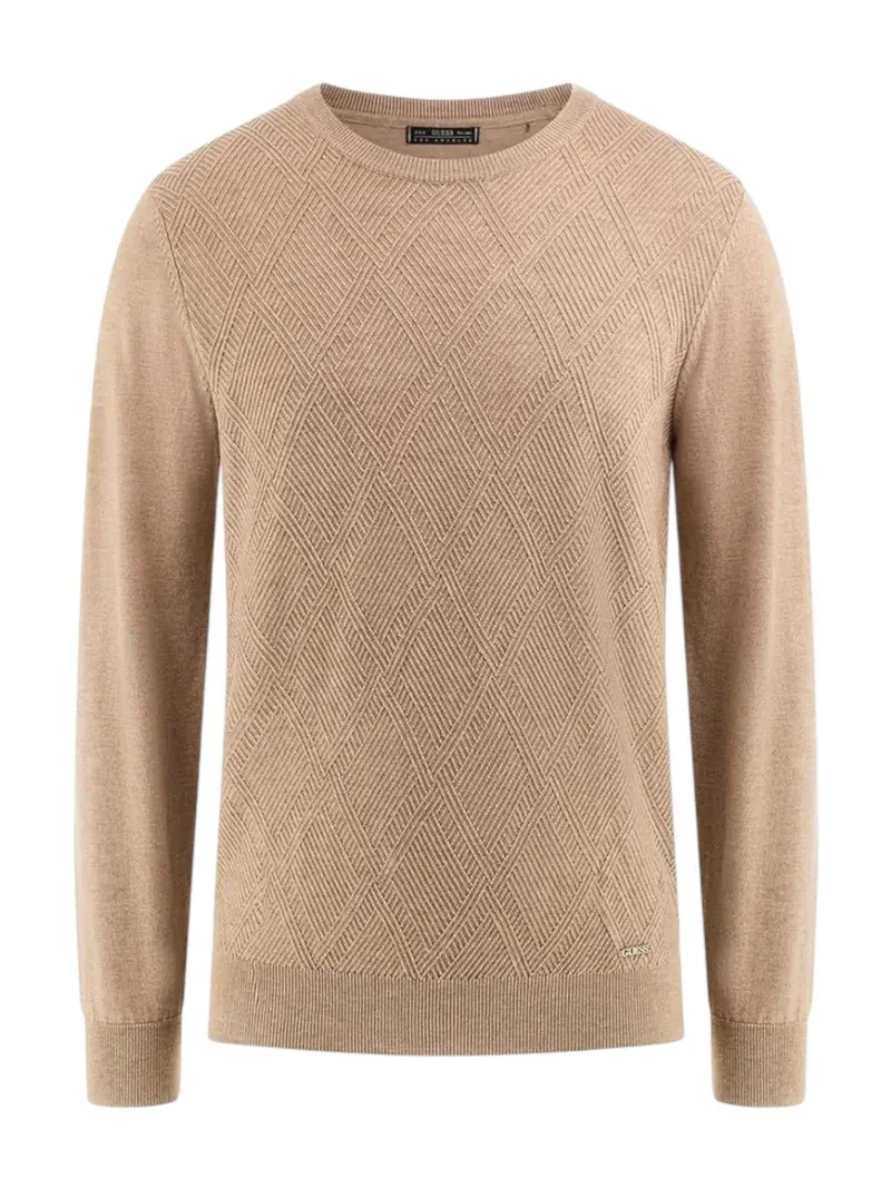 GUESS Maglione Uomo JAMAAR CN STITCHED SWTR M5BR08 Z0432 H184 ENGLISH BROWN HEATHE