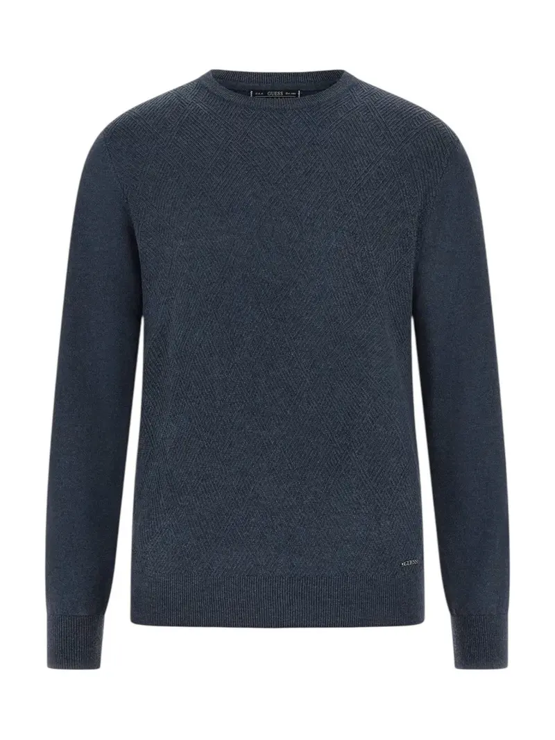 GUESS Maglione Uomo JAMAAR CN STITCHED SWTR M5BR08 Z0432 H71W MARINE HEATHER