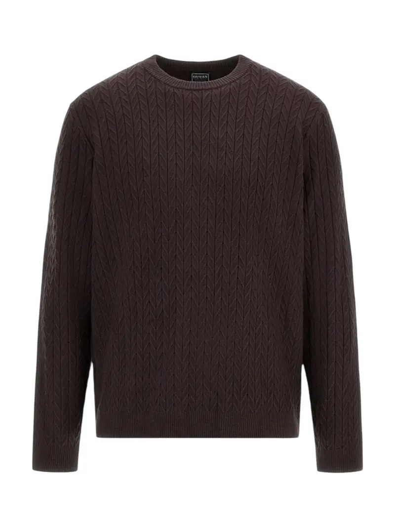 GUESS Maglione Uomo LS CN IVAN CHEVRON SWTR M5BR41 Z2ZK2 G1H3 BARK BROWN