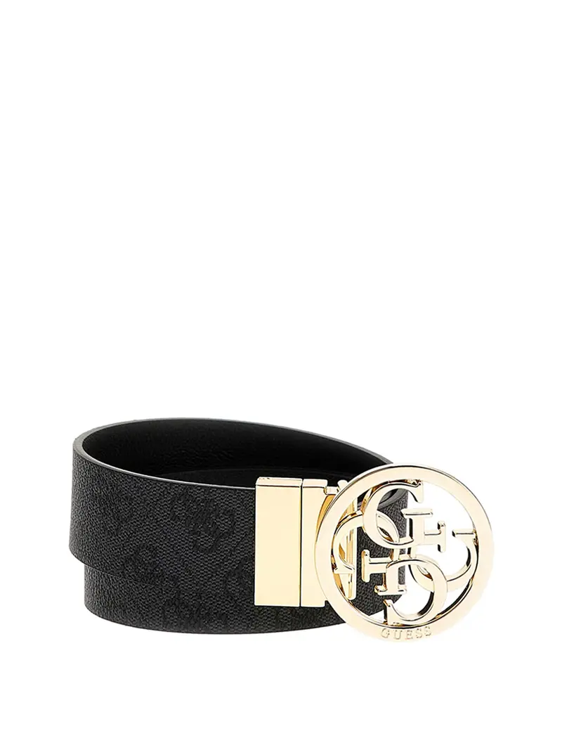 Guess Noelle Adj & Rev Pant Belt H35 Cintura Donna Coal Logo - Nero