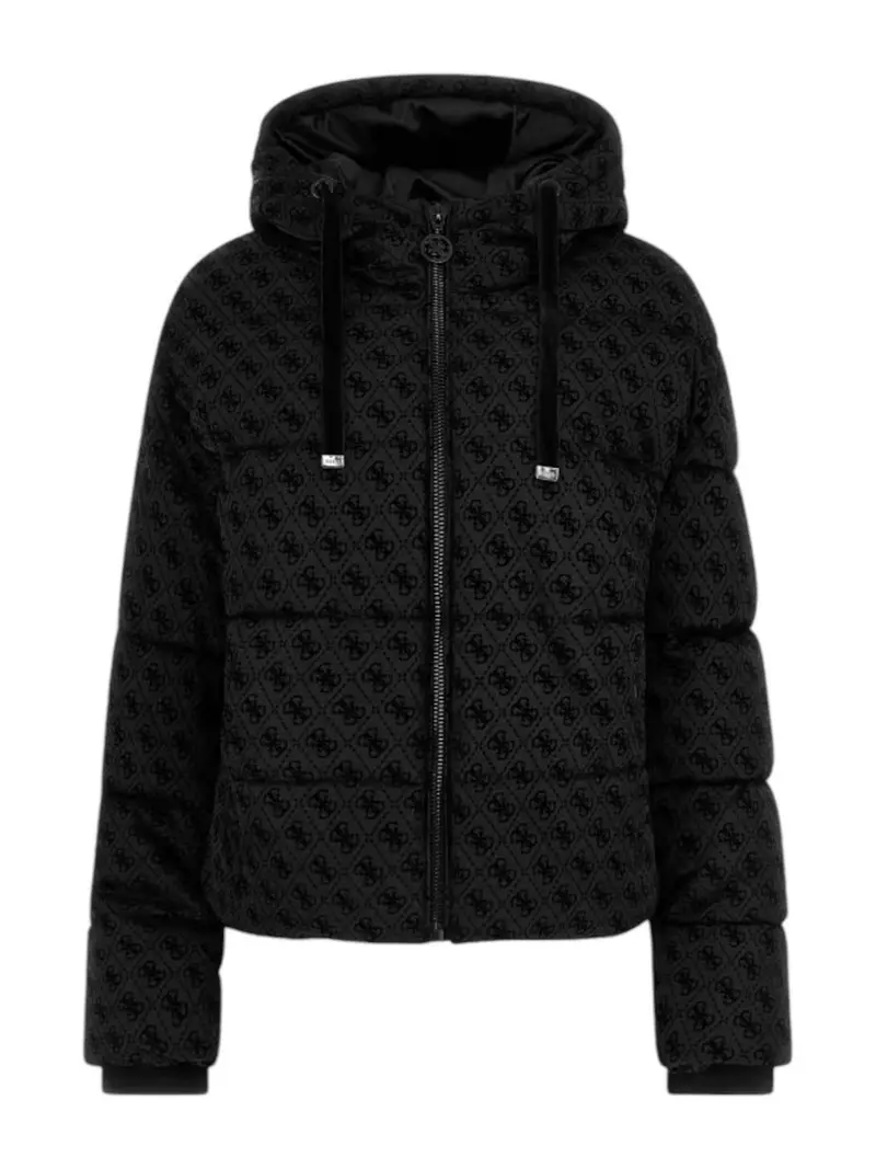 GUESS Piumino Donna DAISY PUFFER LOGO FLOCK W4BL36 WGJZ0 FJ55 Nero
