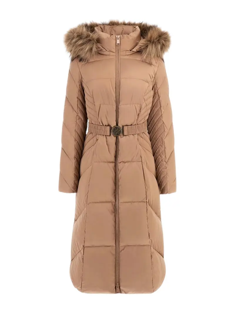 GUESS Piumino Donna NEW OLGA LONG REAL DOWN W4BL41 WEX52 G1DQ Beige