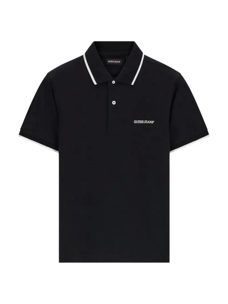 GUESS Polo Uomo GJ REG EMBRO SS POLO TIPPING M6RP24 KCJV1 S9HJ JET BLACK PURE WHITE