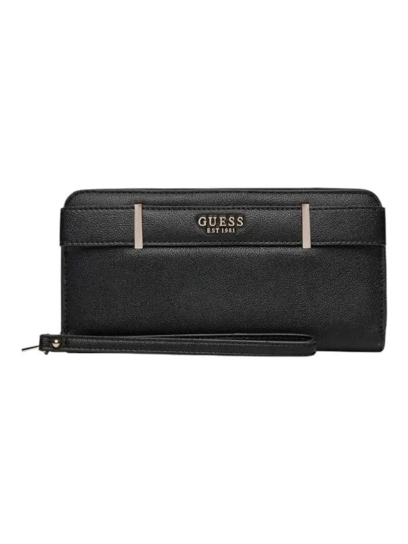 GUESS Portafoglio Donna ANADELA SLG LARGE ZIP AROUND SWBG96 33146 BLA Nero