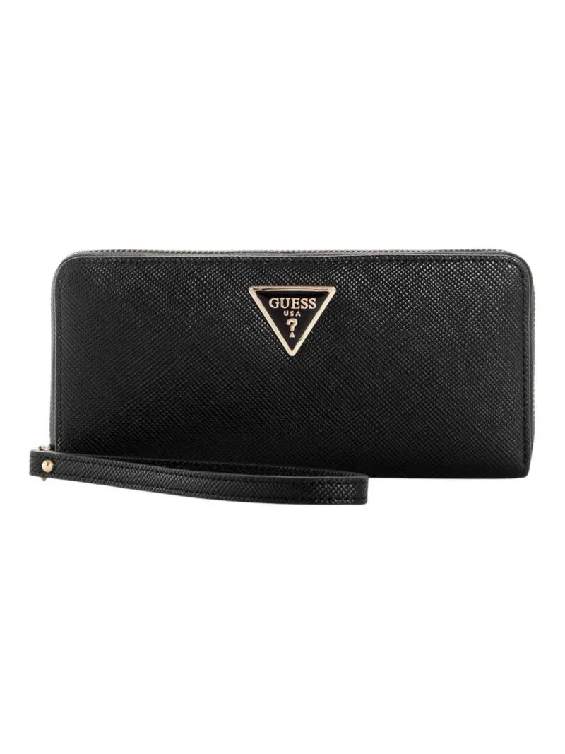 GUESS Portafoglio Donna LAUREL SLG LARGE ZIP AROUND SWBG85 00146 BLA Nero