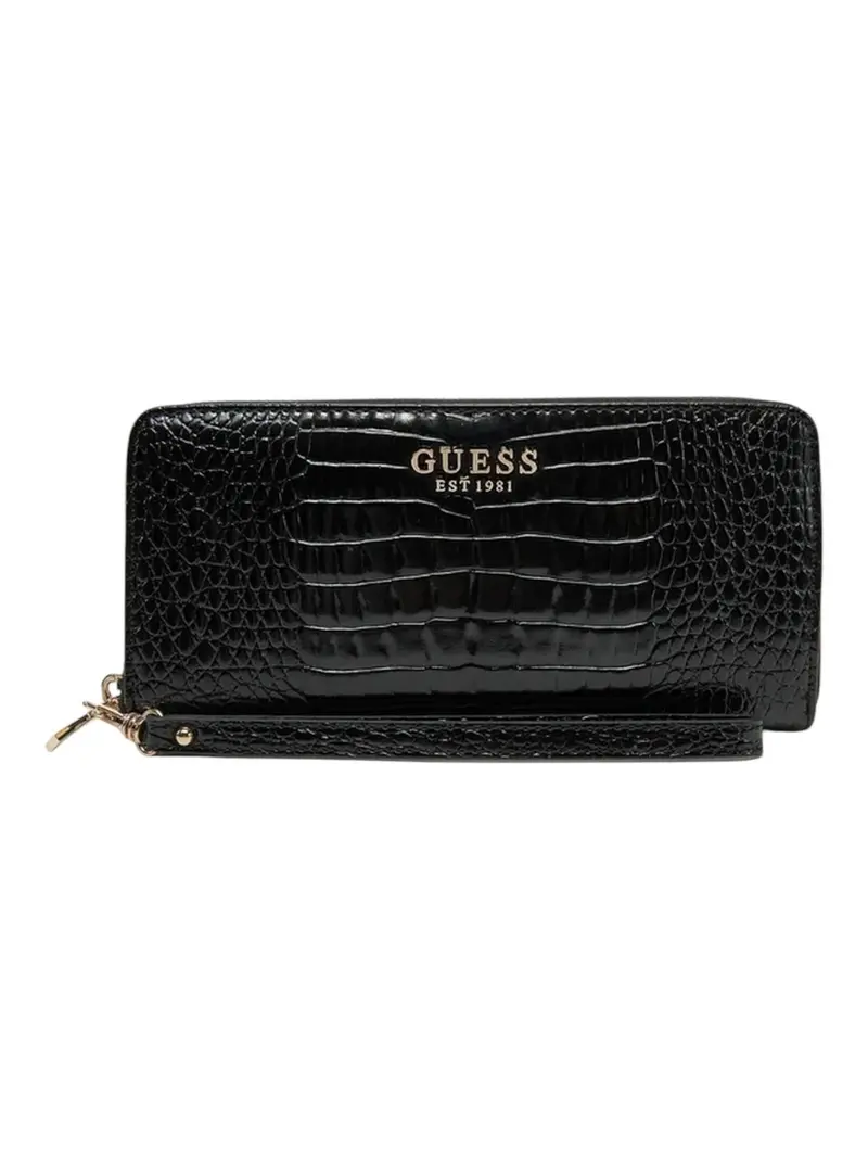GUESS Portafoglio Donna LAUREL SLG LARGE ZIP AROUND SWCZ85 00146 BLA Nero