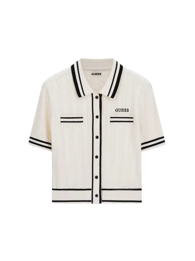 GUESS SPORT Cardigan Donna SHARI POLO CARDI SWTR V6RR02 Z4652 G1O6 DOVE WHITE