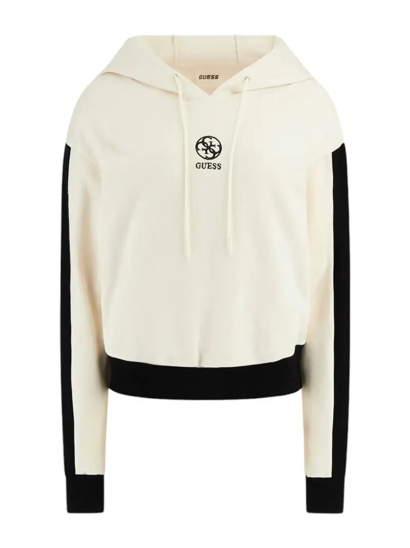 GUESS SPORT Felpa Donna ELA HOODIE SWEATSHIRT V4YQ02 KCDN0 D001 Bianco