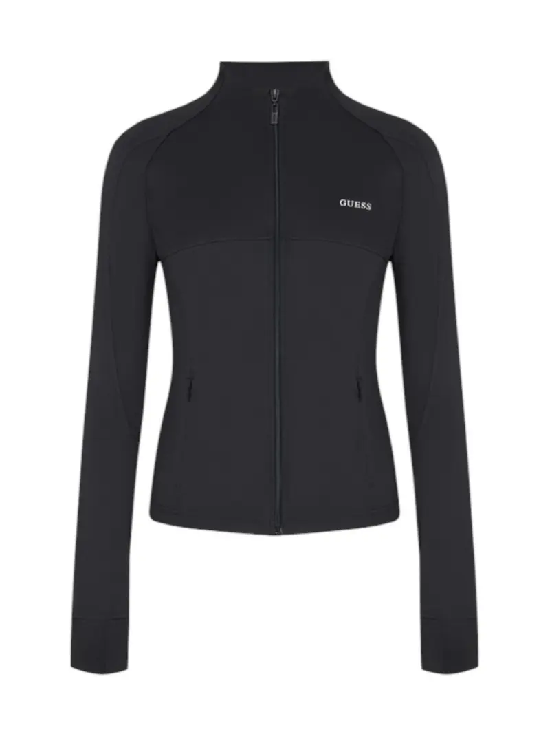 GUESS SPORT Felpa Donna MARGOT LS ZIP ACTIVE TOP V6RP15 KD952 JBLK Jet Black A996