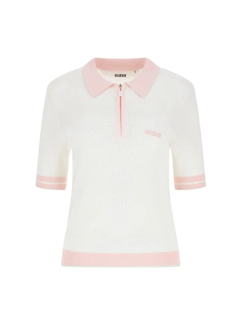 GUESS SPORT Polo Donna GABRY SS CROPPED POLO SWTR V6GR04 Z0725 A10F NEIGE WHITE