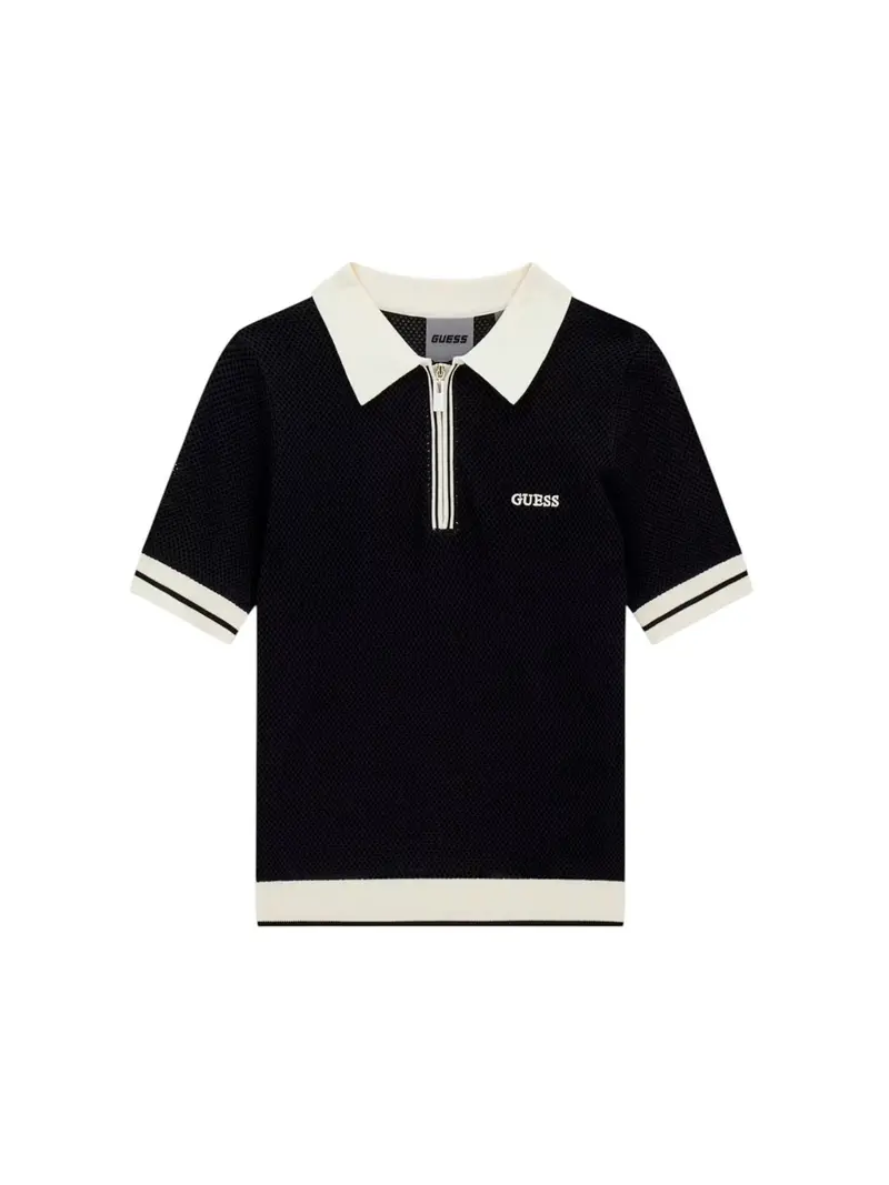 GUESS SPORT Polo Donna GABRY SS CROPPED POLO SWTR V6GR04 Z0725 JBLK Jet Black A996