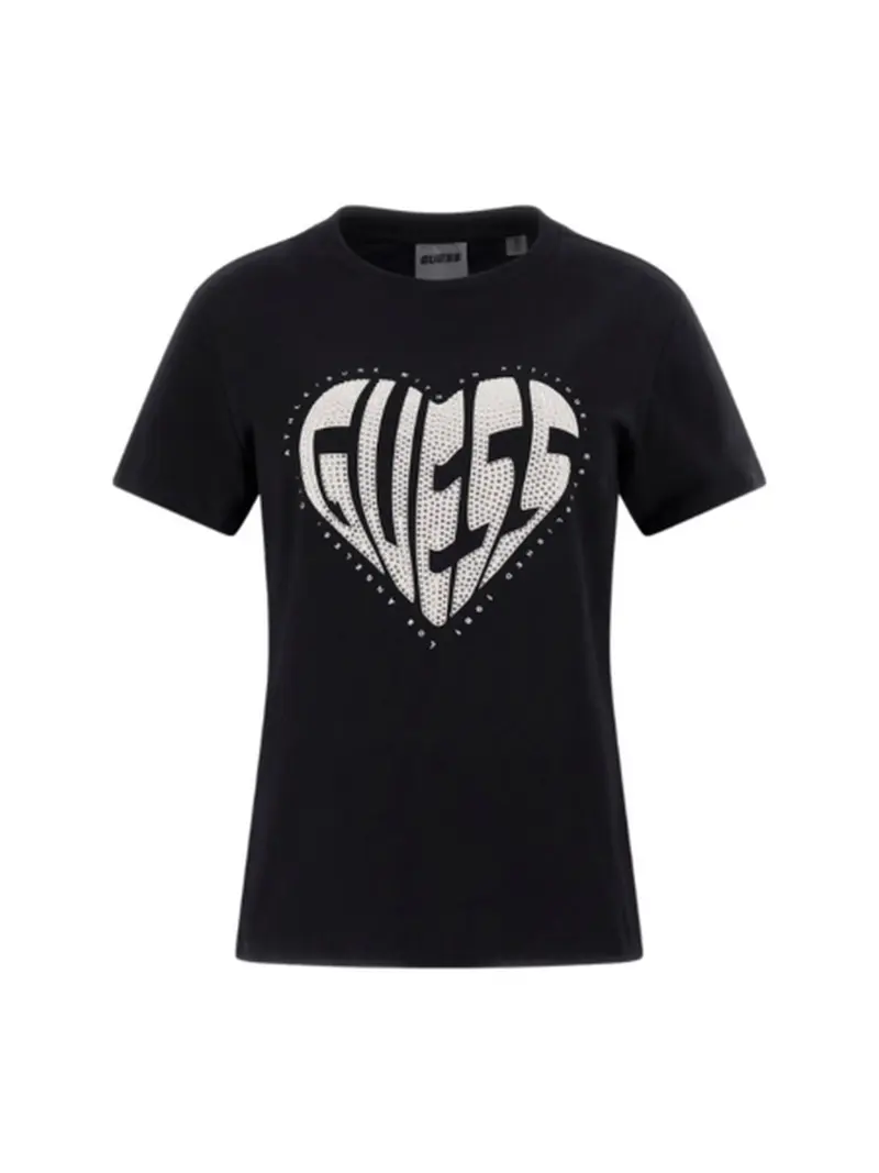 GUESS SPORT T-shirt Donna JULIA RHINESTONE SS V5RI08 J1314 JBLK Nero