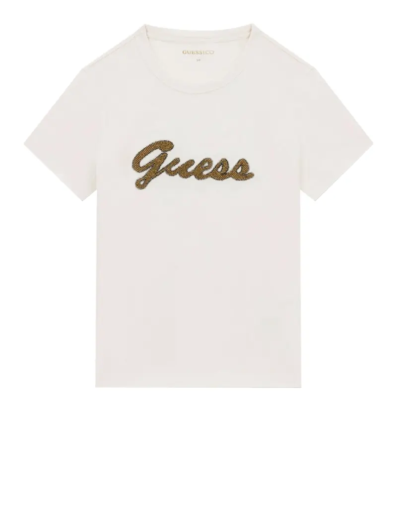 Guess T-Shirt Beads Script - Cream