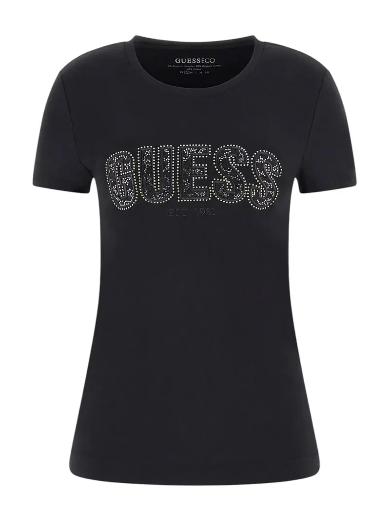 GUESS T-shirt Donna CN SS LOGO SEGQUINS TEE W5GI17 J1314 JBLK Jet Black A996
